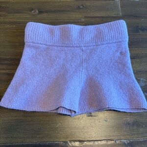 Everlane Ribbed Shorts Purple Lilac Wool Yak Hair Blend Flawed Cozy Loungewear
